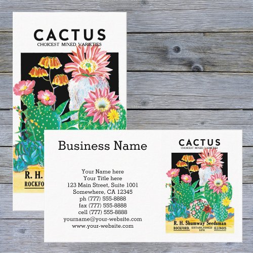 Vintage Seed Packet Label Art Desert Cactus Plants Business Card