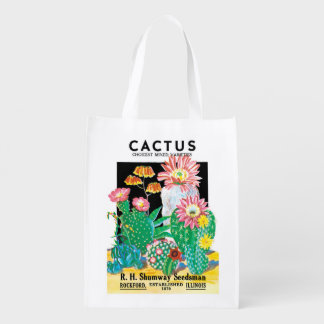 Vintage Seed Packet Label Art Desert Cactus Plants Grocery Bag