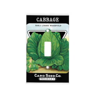 Vintage Seed Packet Label Art, Green Cabbage Light Switch Cover