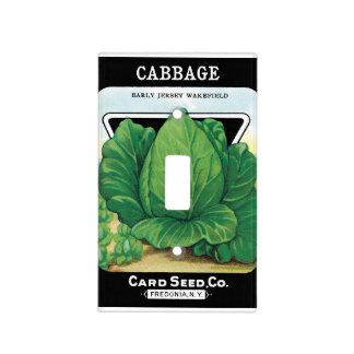 Vintage Seed Packet Label Art, Green Cabbage Light Switch Cover