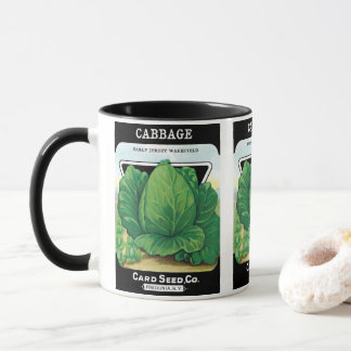Vintage Seed Packet Label Art, Green Cabbage Mug