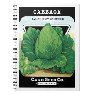 Vintage Seed Packet Label Art, Green Cabbage Notebook