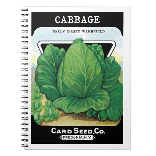 Vintage Seed Packet Label Art Green Cabbage Notebook