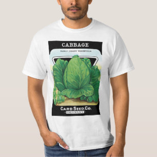 Vintage Seed Packet Label Art, Green Cabbage T-Shirt