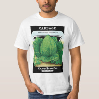 Vintage Seed Packet Label Art, Green Cabbage T-Shirt
