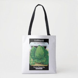 Vintage Seed Packet Label Art, Green Cabbage Tote Bag
