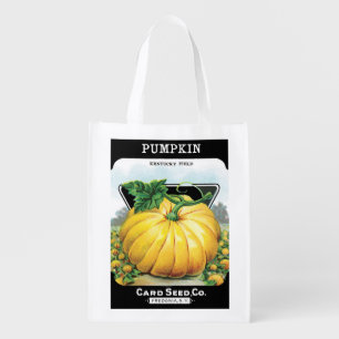 Vintage Seed Packet Label Art, Halloween Pumpkin Grocery Bag