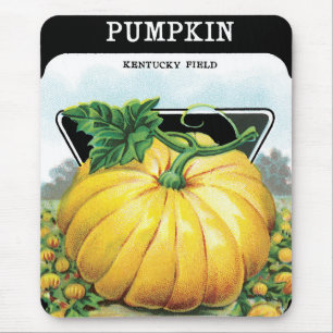 Vintage Seed Packet Label Art, Halloween Pumpkin Mouse Pad