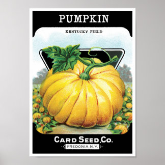 Vintage Seed Packet Label Art, Halloween Pumpkin Poster