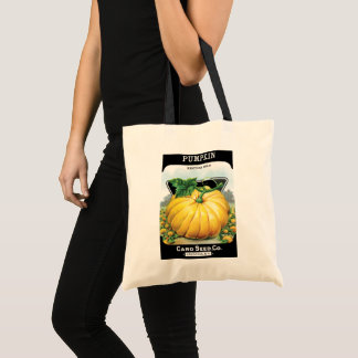 Vintage Seed Packet Label Art, Halloween Pumpkin Tote Bag