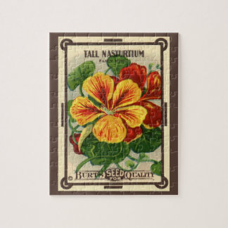 Vintage Seed Packet Label Art, Nasturtium Flowers Jigsaw Puzzle