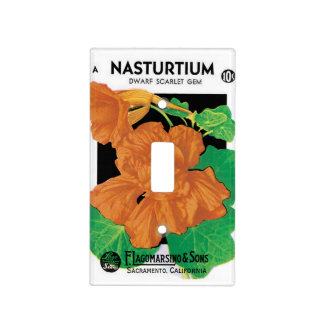 Vintage Seed Packet Label Art, Nasturtium Flowers Light Switch Cover
