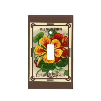 Vintage Seed Packet Label Art, Nasturtium Flowers Light Switch Cover
