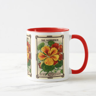 Vintage Seed Packet Label Art, Nasturtium Flowers Mug