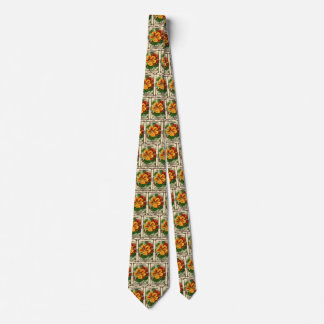 Vintage Seed Packet Label Art, Nasturtium Flowers Neck Tie