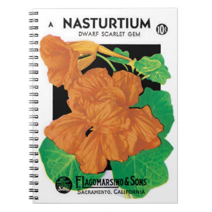 Vintage Seed Packet Label Art, Nasturtium Flowers Notebook