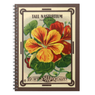 Vintage Seed Packet Label Art, Nasturtium Flowers Notebook