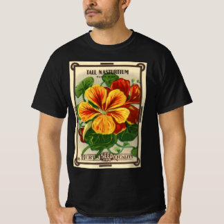 Vintage Seed Packet Label Art, Nasturtium Flowers T-Shirt