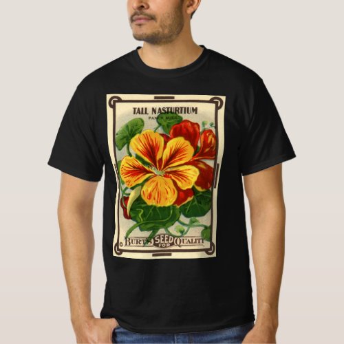 Vintage Seed Packet Label Art Nasturtium Flowers T_Shirt
