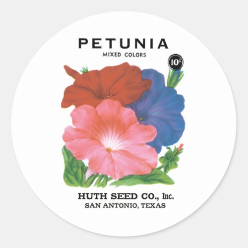 Vintage Seed Packet Label Art Petunia Flowers