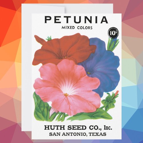Vintage Seed Packet Label Art Petunia Flowers