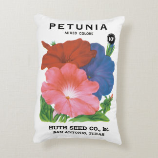 Vintage Seed Packet Label Art, Petunia Flowers Accent Pillow