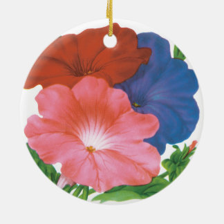 Vintage Seed Packet Label Art, Petunia Flowers Ceramic Ornament
