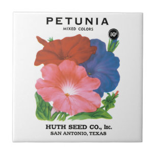 Vintage Seed Packet Label Art, Petunia Flowers Ceramic Tile