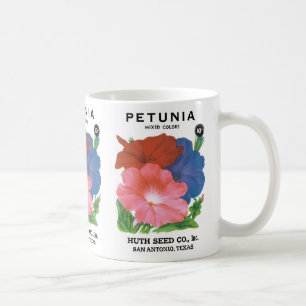 Vintage Seed Packet Label Art, Petunia Flowers Coffee Mug