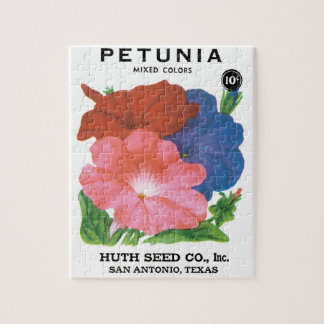 Vintage Seed Packet Label Art, Petunia Flowers Jigsaw Puzzle