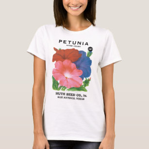 Vintage Seed Packet Label Art, Petunia Flowers T-Shirt