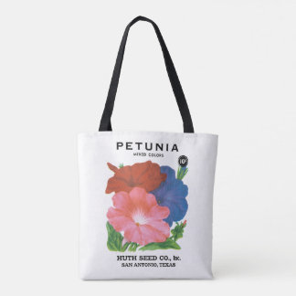 Vintage Seed Packet Label Art, Petunia Flowers Tote Bag