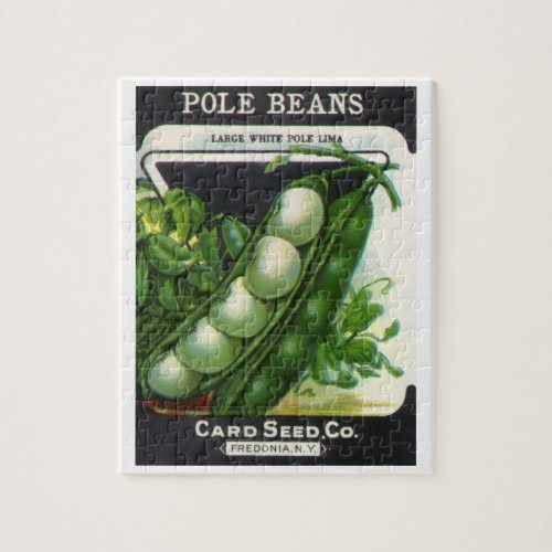 Vintage Seed Packet Label Art Pole Lima Beans Jigsaw Puzzle
