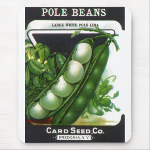 Vintage Seed Packet Label Art, Pole Lima Beans Mouse Pad