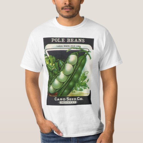 Vintage Seed Packet Label Art Pole Lima Beans T_Shirt