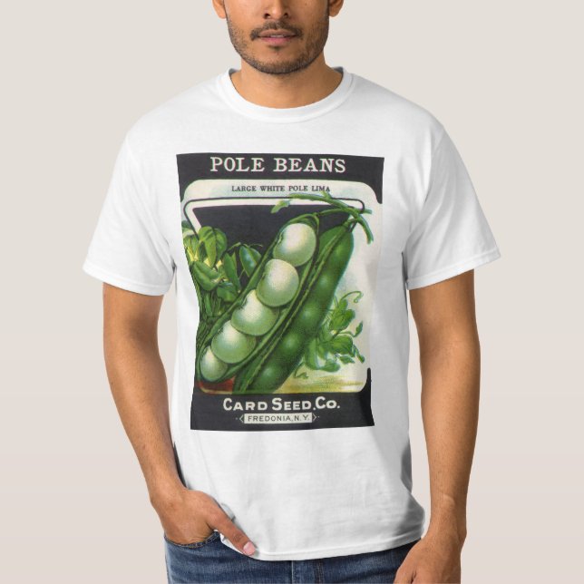 Vintage Seed Packet Label Art, Pole Lima Beans T-Shirt (Front)