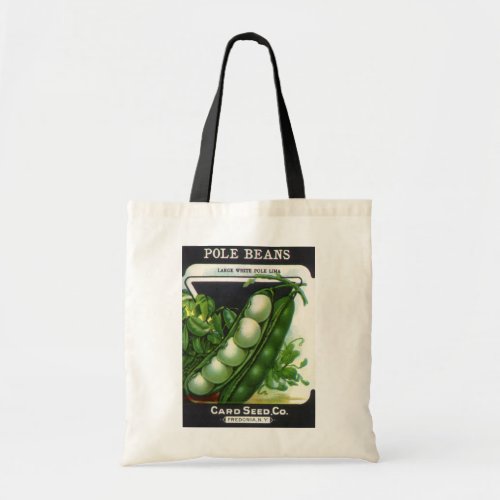Vintage Seed Packet Label Art Pole Lima Beans Tote Bag