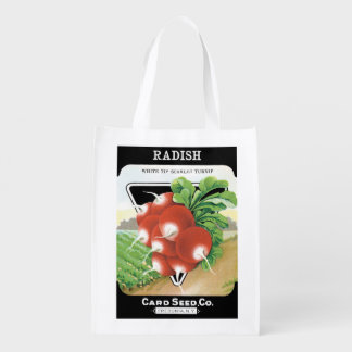 Vintage Seed Packet Label Art, Scarlet Radishes Grocery Bag