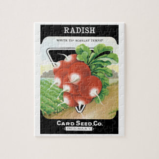 Vintage Seed Packet Label Art, Scarlet Radishes Jigsaw Puzzle