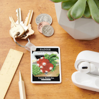 Vintage Seed Packet Label Art, Scarlet Radishes Keychain