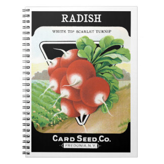 Vintage Seed Packet Label Art, Scarlet Radishes Notebook