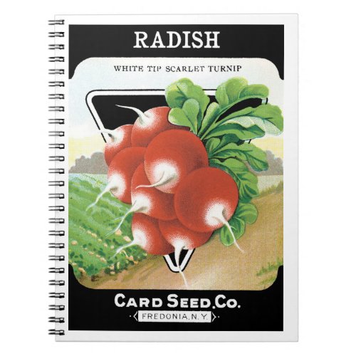 Vintage Seed Packet Label Art Scarlet Radishes Notebook