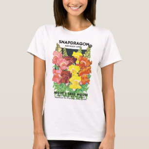 Vintage Seed Packet Label Art, Snapdragon Flowers T-Shirt