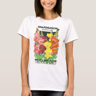Vintage Seed Packet Label Art, Snapdragon Flowers T-Shirt