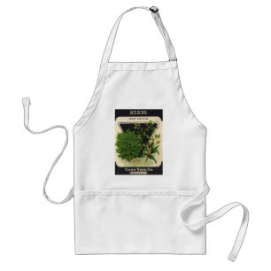 Vintage Seed Packet Label Art Sweet Marjoram Herbs Adult Apron
