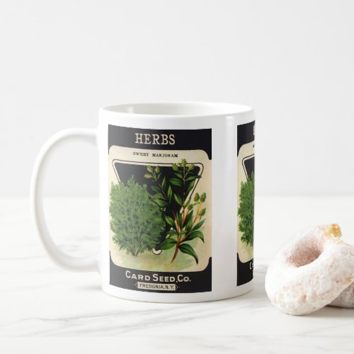 Vintage Seed Packet Label Art Sweet Marjoram Herbs Coffee Mug