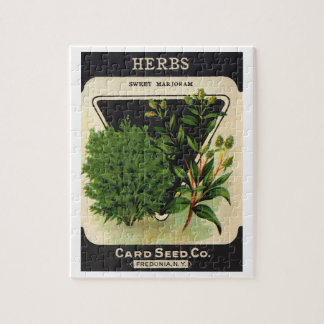 Vintage Seed Packet Label Art Sweet Marjoram Herbs Jigsaw Puzzle