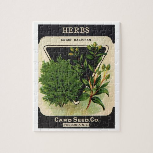 Vintage Seed Packet Label Art Sweet Marjoram Herbs Jigsaw Puzzle