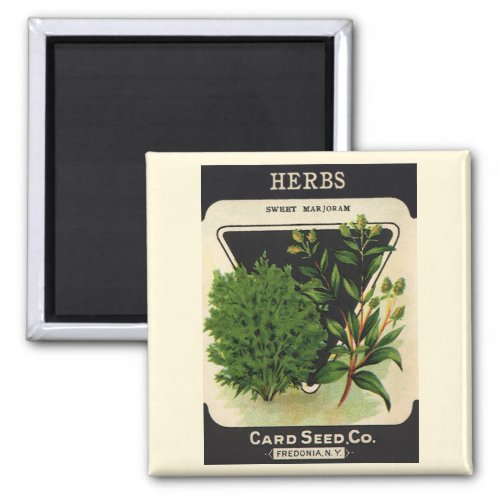 Vintage Seed Packet Label Art Sweet Marjoram Herbs Magnet