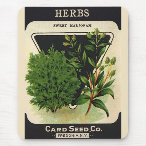 Vintage Seed Packet Label Art Sweet Marjoram Herbs Mouse Pad